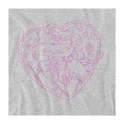 Athletic Heather - Side - Frozen Childrens-Kids Elsa & Anna Heart Sweatshirt