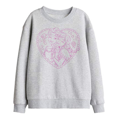 Athletic Heather - Front - Frozen Childrens-Kids Elsa & Anna Heart Sweatshirt