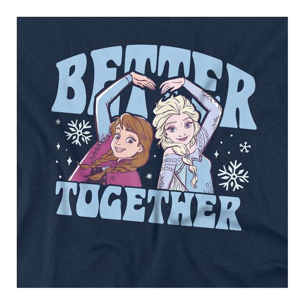 Navy - Side - Frozen Childrens-Kids Elsa & Anna Sweatshirt