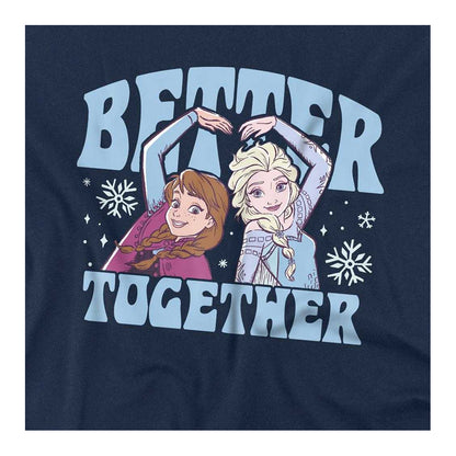 Navy - Side - Frozen Childrens-Kids Elsa & Anna Sweatshirt