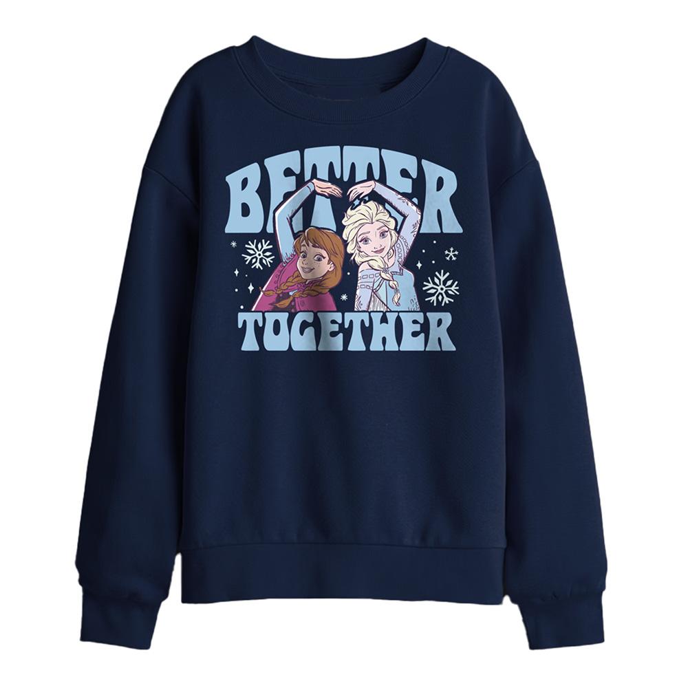 Navy - Front - Frozen Childrens-Kids Elsa & Anna Sweatshirt