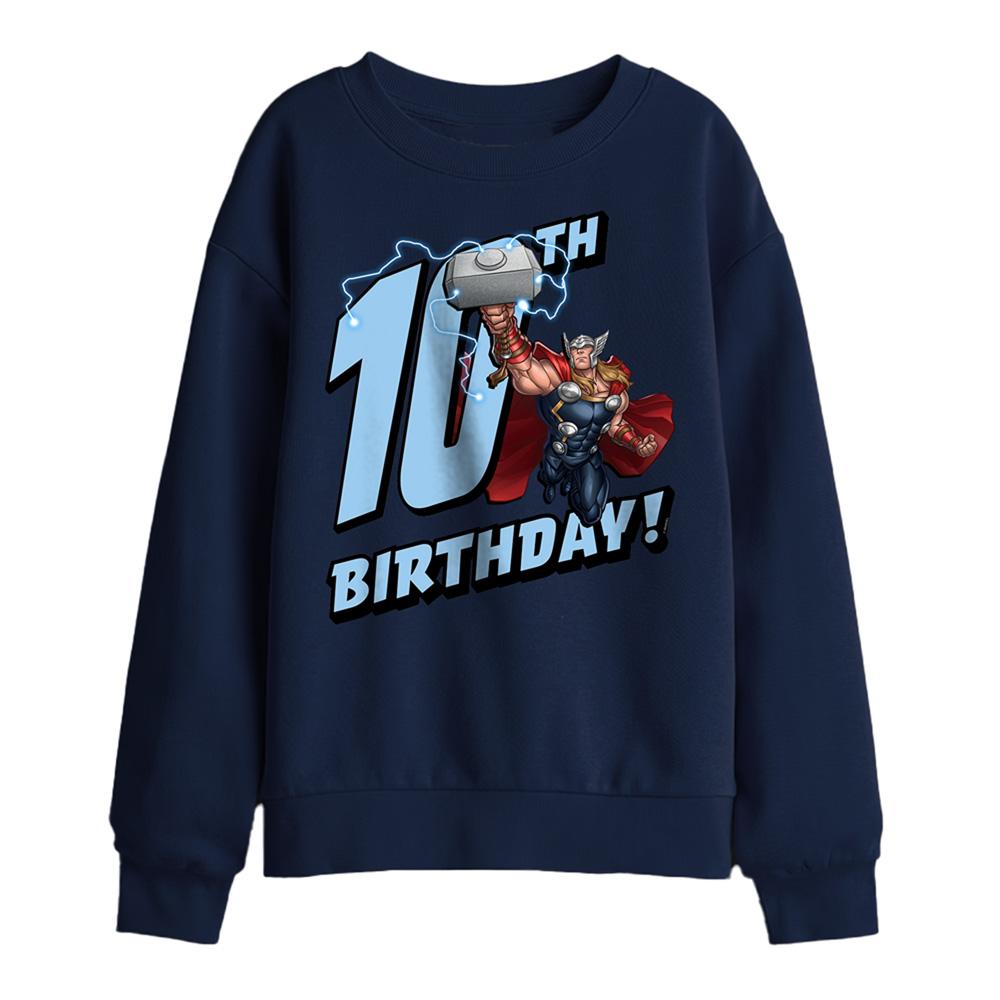 Navy - Front - Thor Childrens-Kids 10th Birthday Sweatshirt
