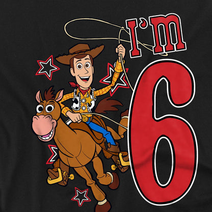 Black - Back - Toy Story Childrens-Kids I´m 6 Woody Birthday Sweatshirt
