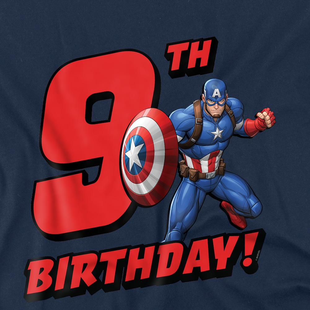 Navy - Back - Captain America Childrens-Kids 9th Birthday Sweatshirt