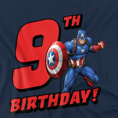 Navy - Back - Captain America Childrens-Kids 9th Birthday Sweatshirt