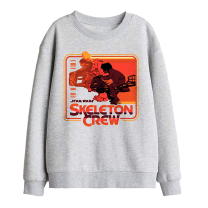 Athletic Heather - Front - Star Wars: Skeleton Crew Childrens-Kids Retro Badge Sweatshirt