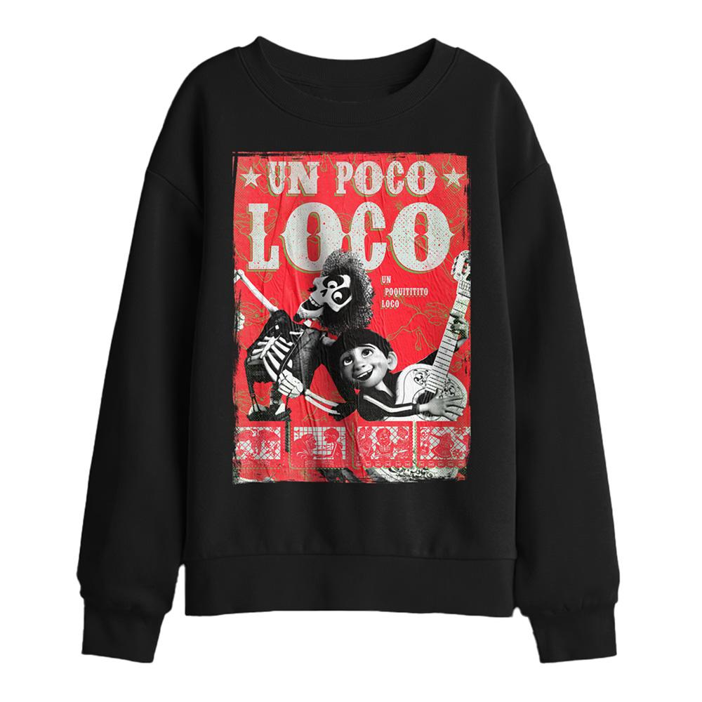 Black - Front - Coco Childrens-Kids Un Poco Loco Miguel & Hector Poster Sweatshirt