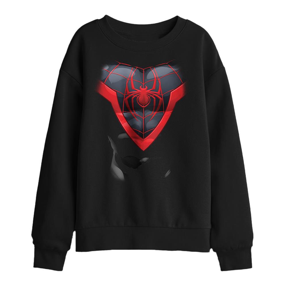 Black - Front - Spider-Man Childrens-Kids Miles Morales Sweatshirt