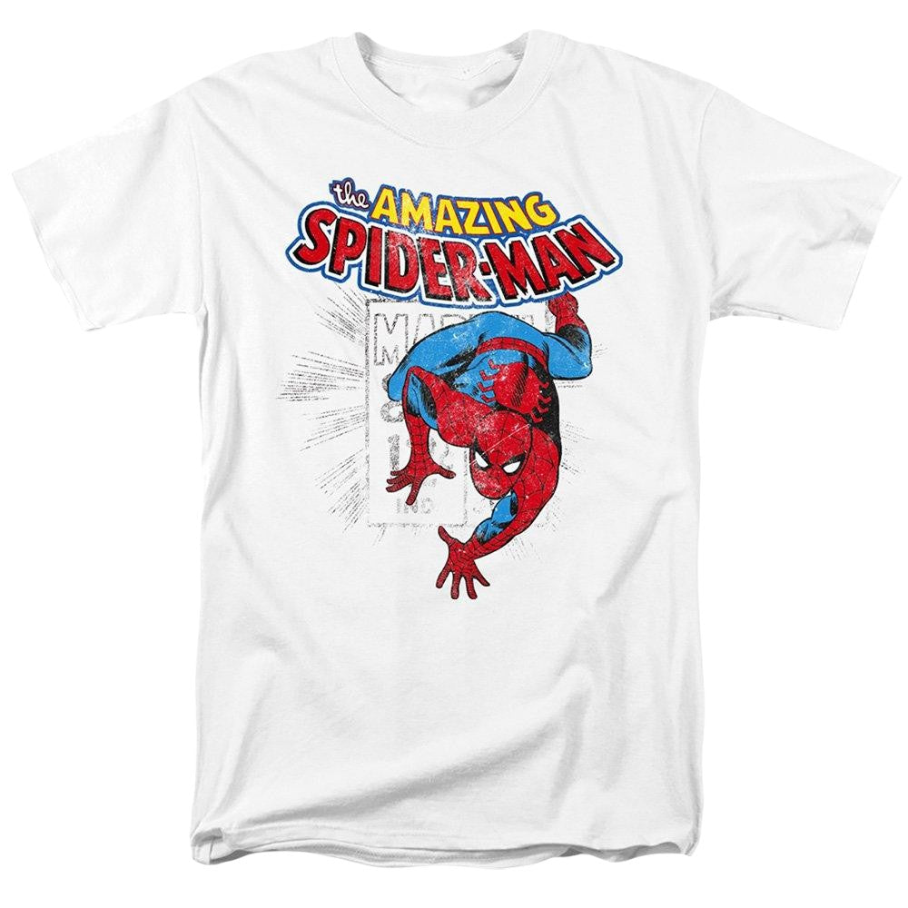 White - Front - Spider-Man Mens Wall Crawler T-Shirt