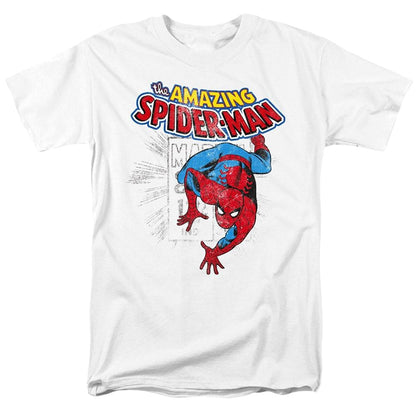 White - Front - Spider-Man Mens Wall Crawler T-Shirt