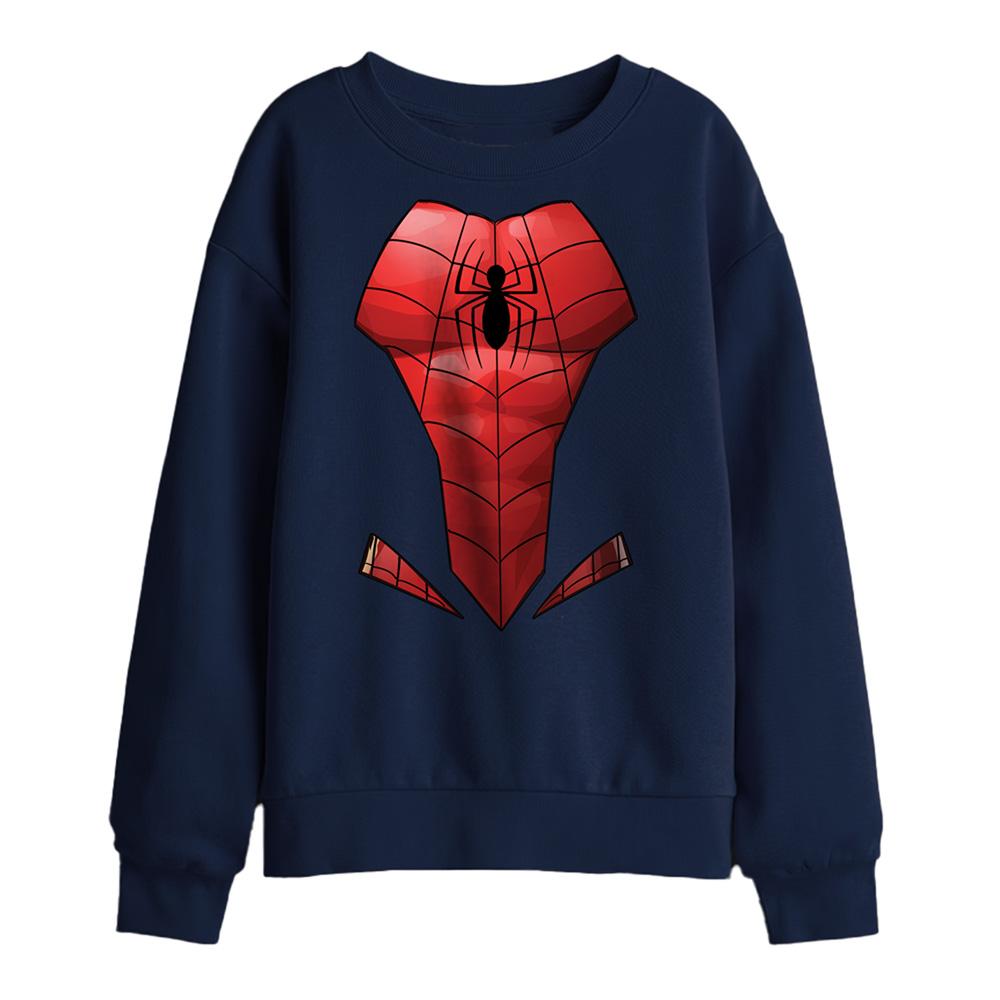 Navy - Front - Spider-Man Childrens-Kids Costume Sweatshirt