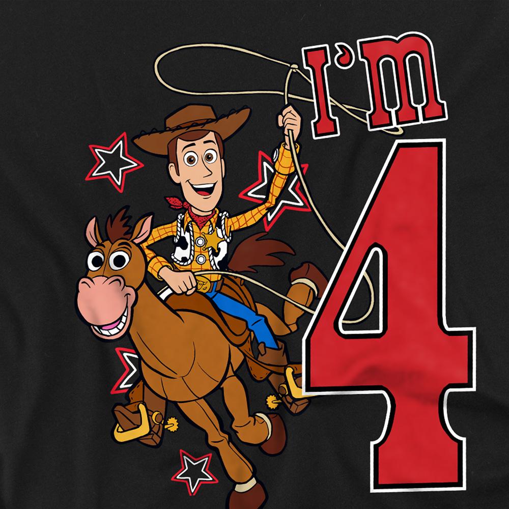 Black - Back - Toy Story Childrens-Kids I´m 4 Woody Birthday Sweatshirt