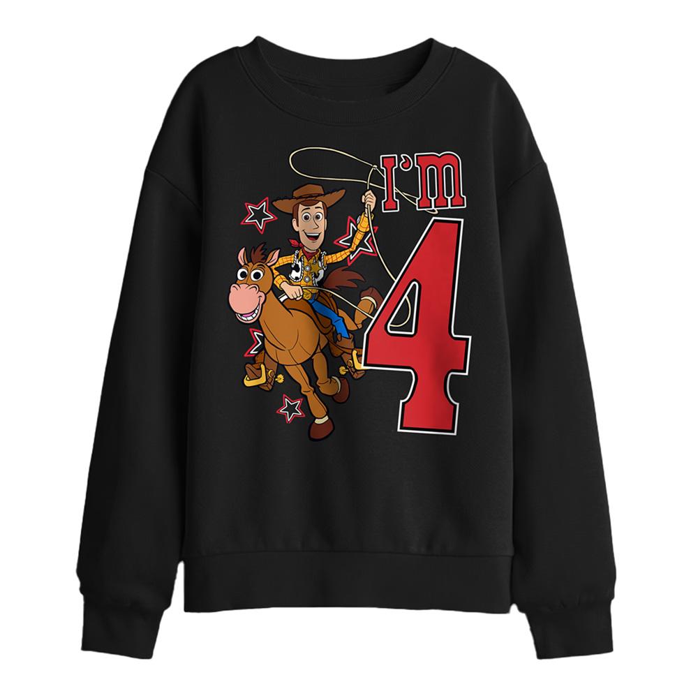 Black - Front - Toy Story Childrens-Kids I´m 4 Woody Birthday Sweatshirt