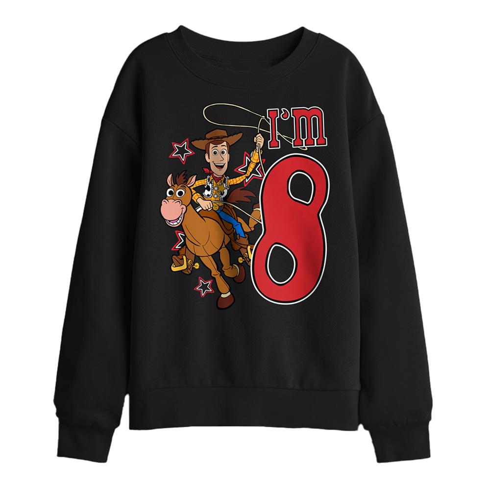 Black - Front - Toy Story Childrens-Kids I´m 8 Woody Birthday Sweatshirt