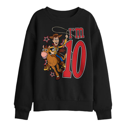 Black - Front - Toy Story Childrens-Kids I´m 10 Woody Birthday Sweatshirt