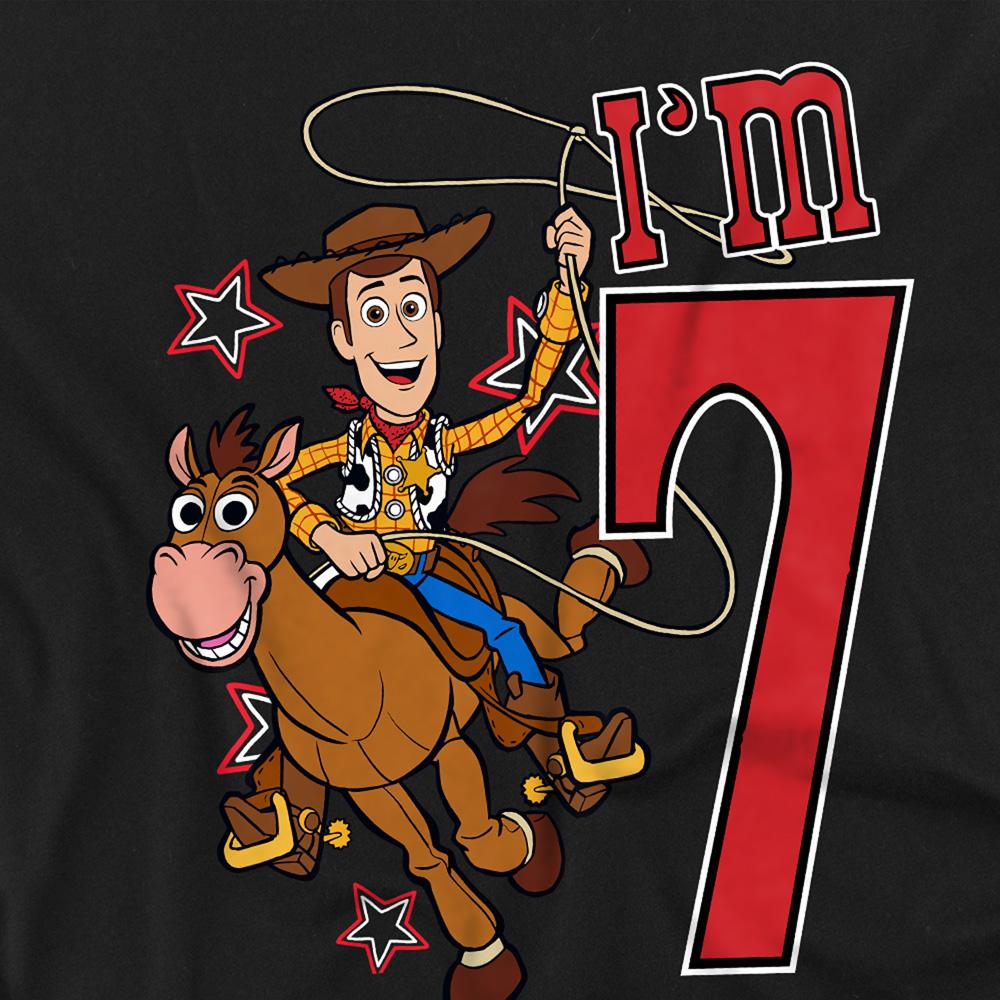 Black - Back - Toy Story Childrens-Kids I´m 7 Woody Birthday Sweatshirt