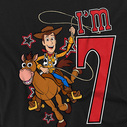 Black - Back - Toy Story Childrens-Kids I´m 7 Woody Birthday Sweatshirt