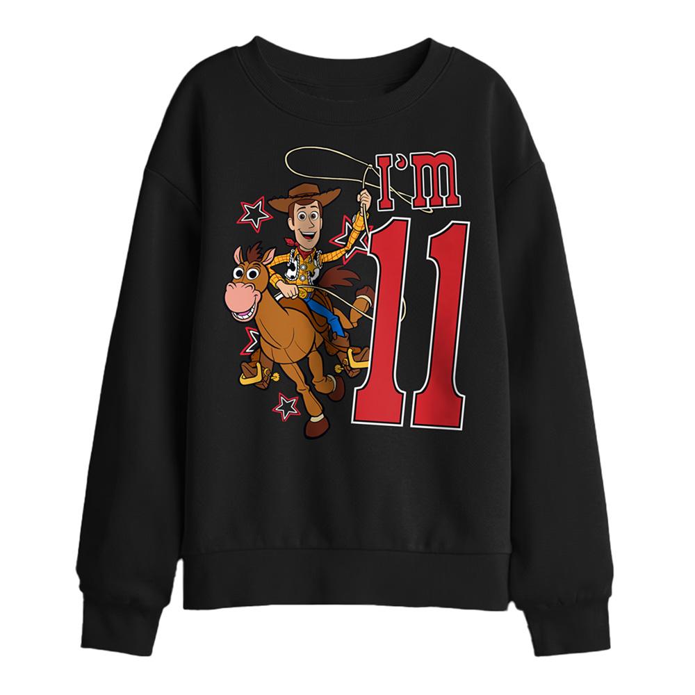 Black - Front - Toy Story Childrens-Kids I´m 11 Woody Birthday Sweatshirt