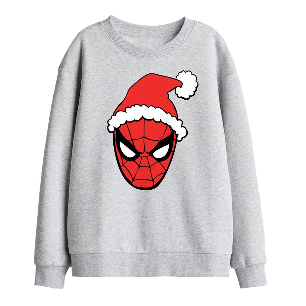 Athletic Heather - Front - Spider-Man Childrens-Kids Santa Hat Sweatshirt