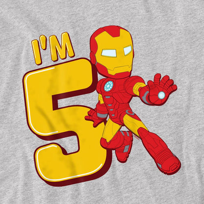 Athletic Heather - Back - Iron Man Childrens-Kids Cute 5th Birthday Sweatshirt