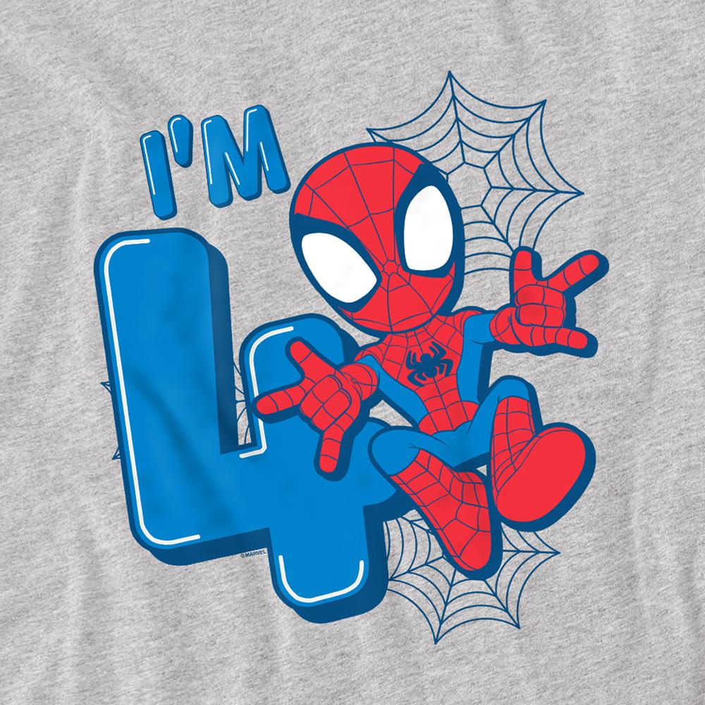Athletic Heather - Back - Spider-Man Childrens-Kids Cute Spidey 4th Birthday Sweatshirt