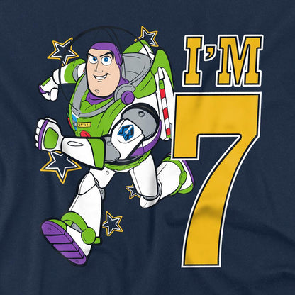 Navy - Back - Toy Story Childrens-Kids I´m 7 Buzz Lightyear Birthday Sweatshirt
