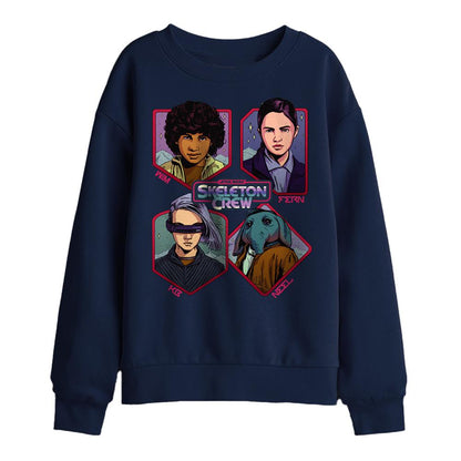 Navy - Front - Star Wars: Skeleton Crew Childrens-Kids Badge Sweatshirt