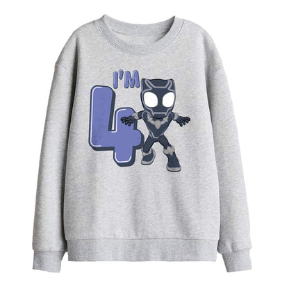 Athletic Heather - Front - Black Panther Childrens-Kids Cute 4th Birthday Sweatshirt