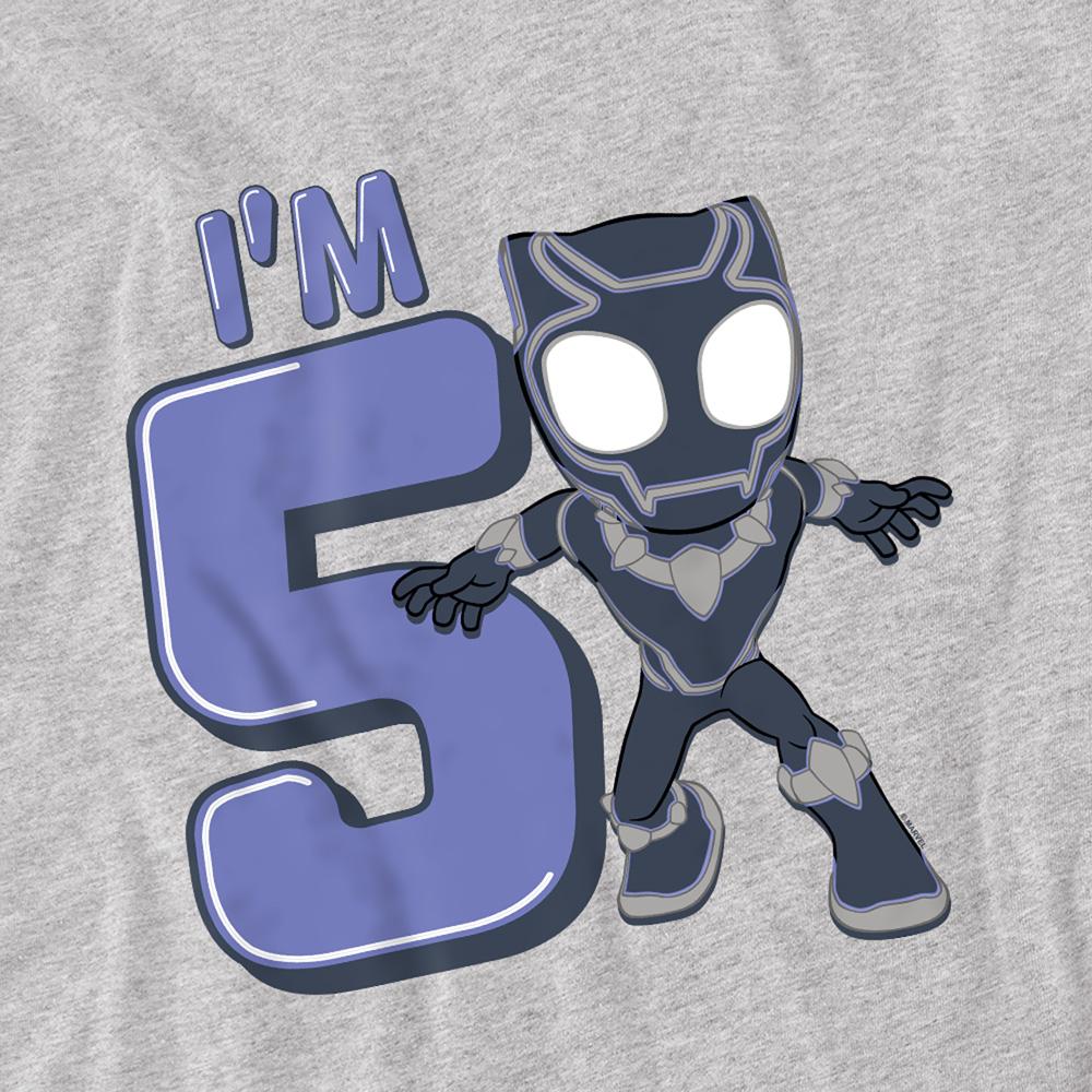 Athletic Heather - Back - Black Panther Childrens-Kids Cute 5th Birthday Sweatshirt