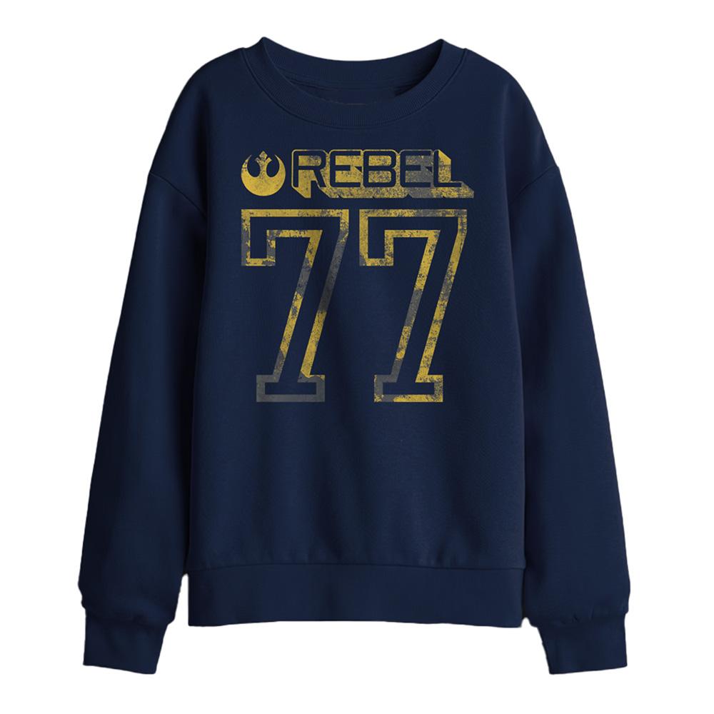 Navy - Front - Star Wars Childrens-Kids Rebel 77 Sweatshirt