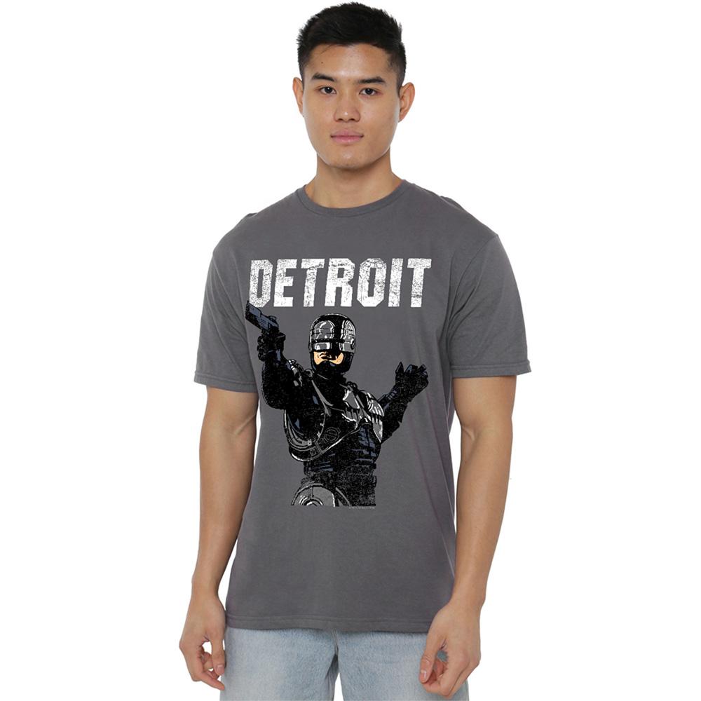 Charcoal - Back - Robocop Unisex Adult Detroit T-Shirt