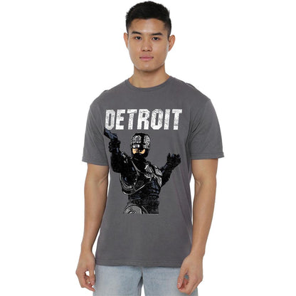 Charcoal - Back - Robocop Unisex Adult Detroit T-Shirt