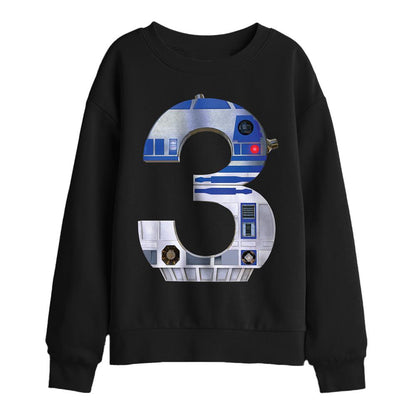 Black - Front - Star Wars Childrens-Kids R2-D2 3 Sweatshirt