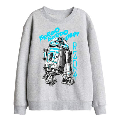 Athletic Heather - Front - Star Wars Childrens-Kids R2-D2 Graffiti Sweatshirt