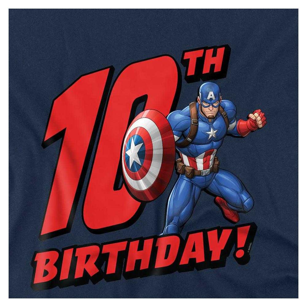 Navy - Side - Captain America Childrens-Kids 10th Birthday Sweatshirt