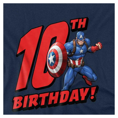 Navy - Side - Captain America Childrens-Kids 10th Birthday Sweatshirt