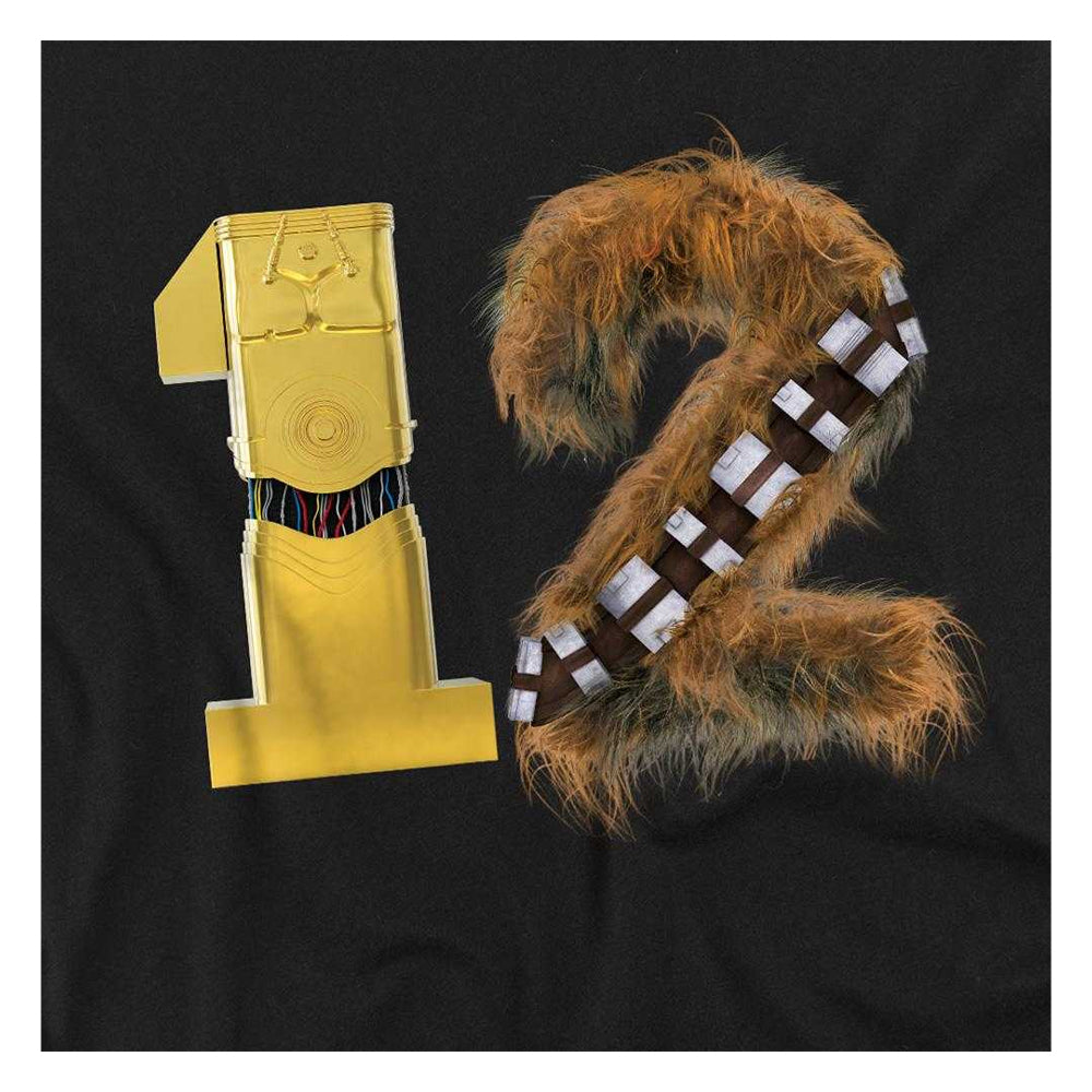 Black - Side - Star Wars Childrens-Kids C3PO Chewbacca 12 Sweatshirt