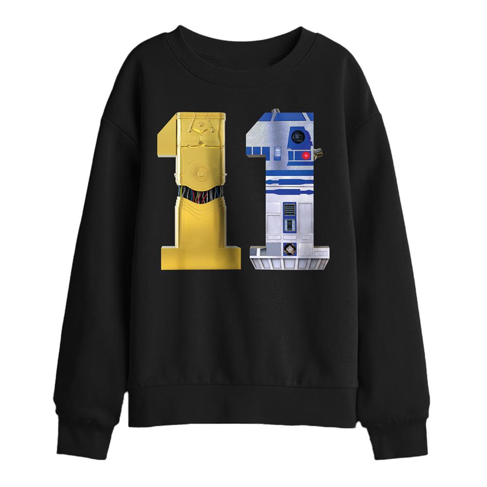 Black - Front - Star Wars Childrens-Kids 11 C3PO R2-D2 Sweatshirt