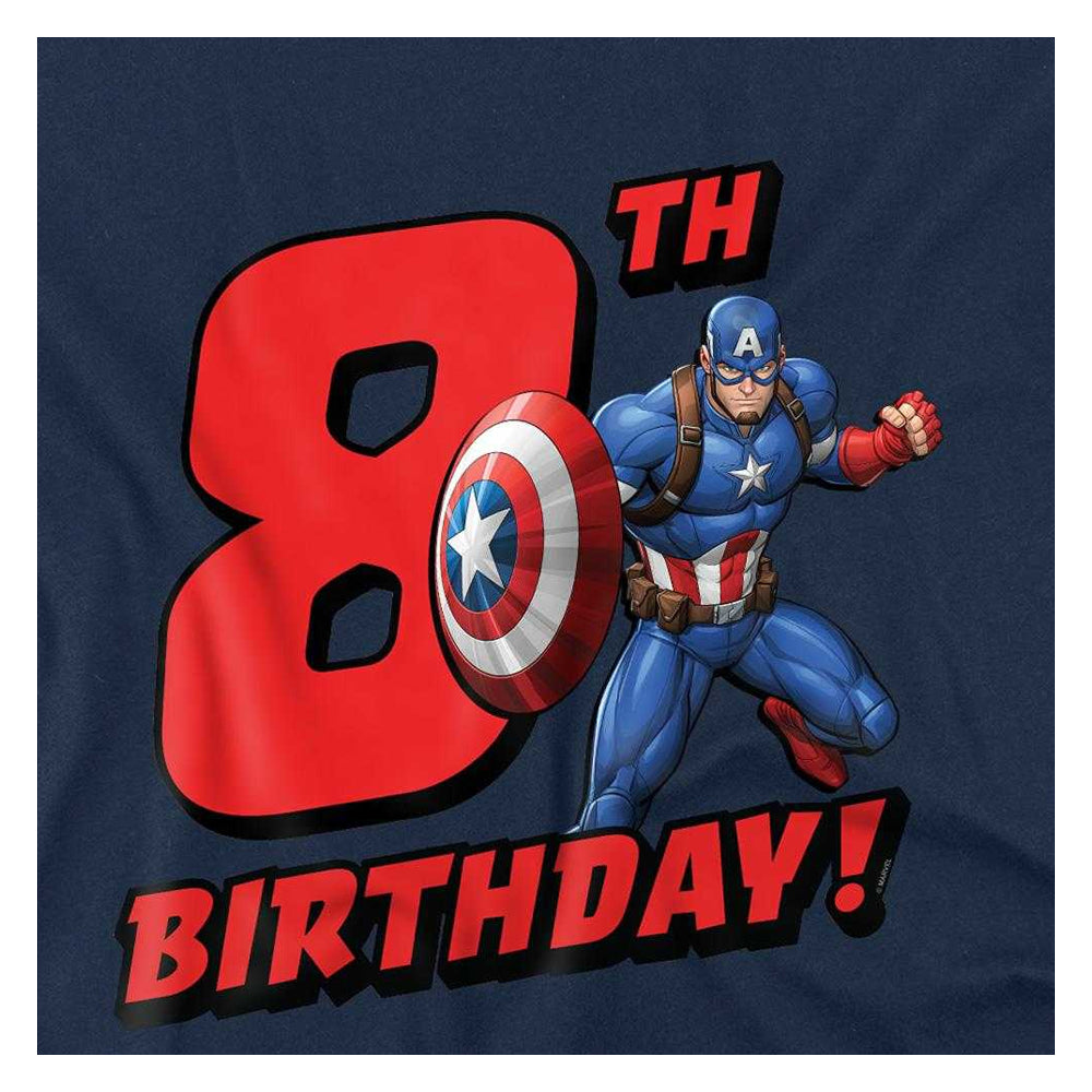 Navy - Side - Captain America Childrens-Kids 8th Birthday Sweatshirt