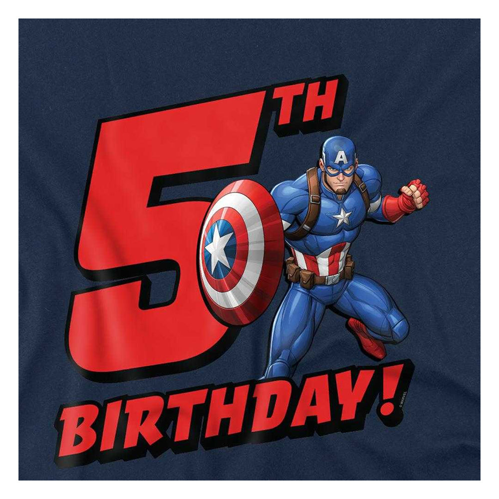 Navy - Side - Captain America Childrens-Kids 5th Birthday Sweatshirt