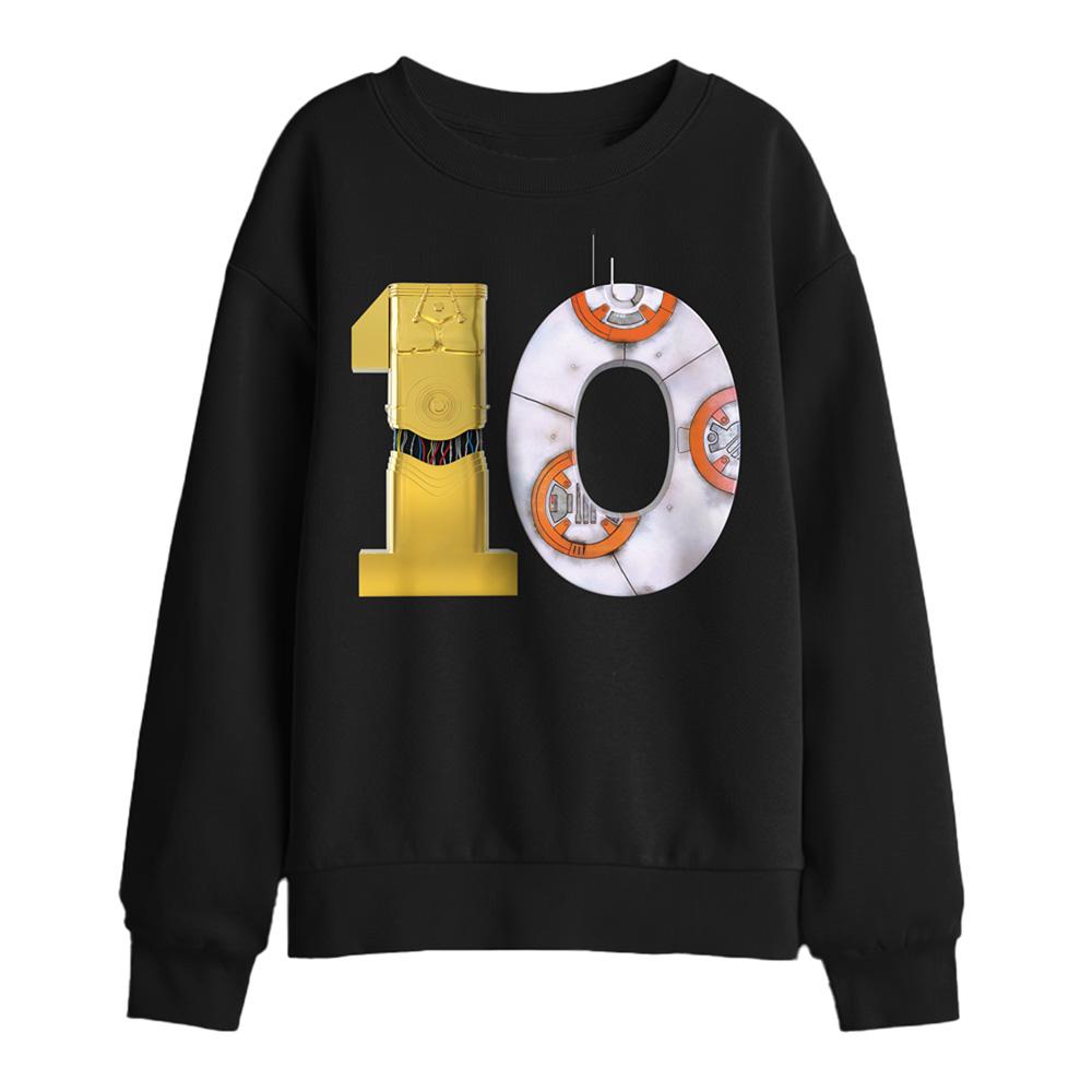 Black - Front - Star Wars Childrens-Kids C3PO BB-8 10 Sweatshirt