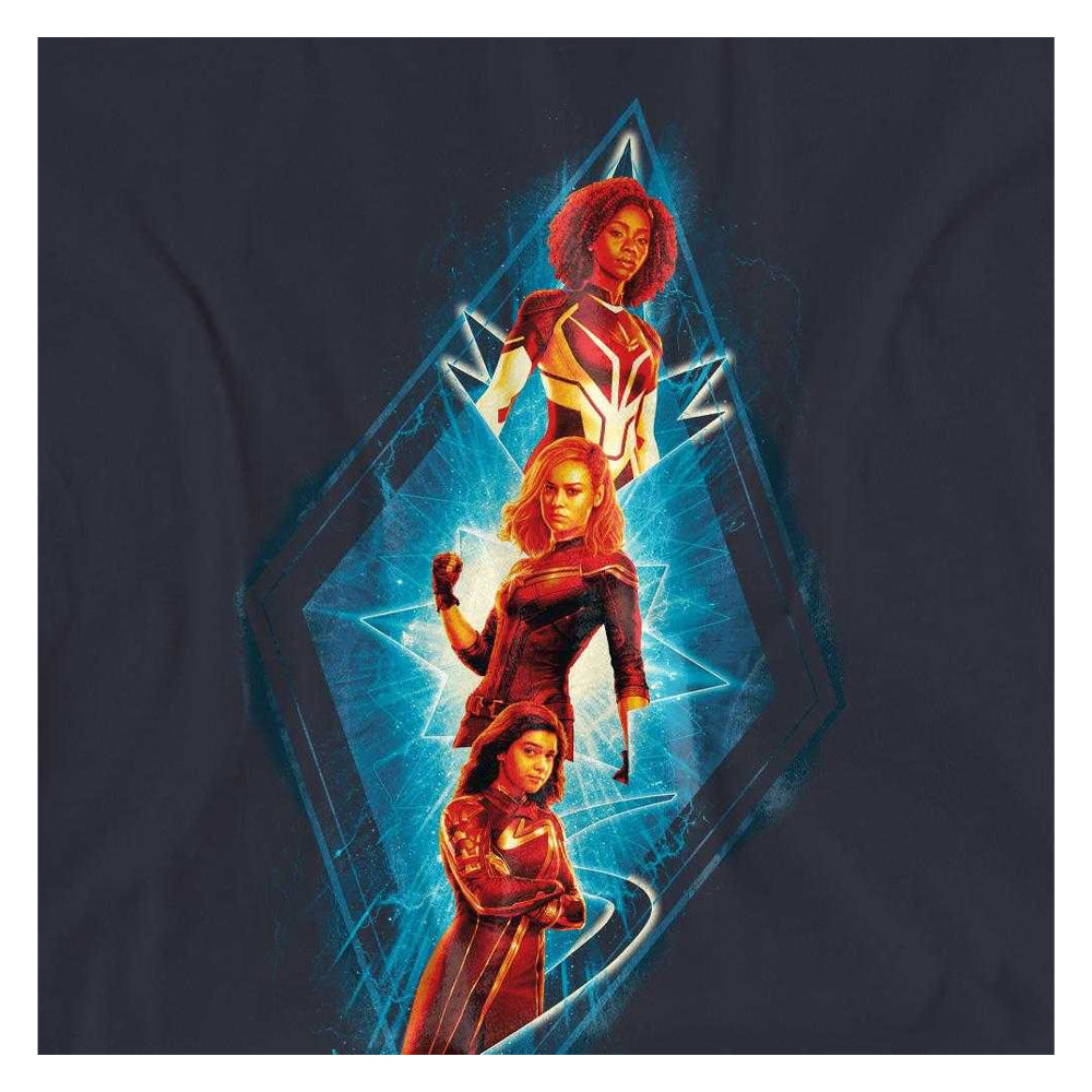 Deep Navy - Side - The Marvels Womens-Ladies Diamond Trio T-Shirt