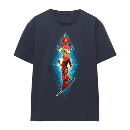 Deep Navy - Front - The Marvels Womens-Ladies Diamond Trio T-Shirt