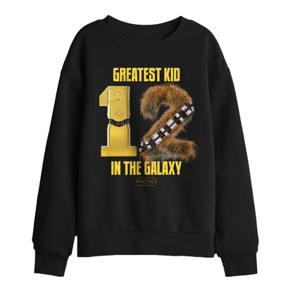 Black - Front - Star Wars Childrens-Kids Greatest Kid C3PO Chewbacca 12th Birthday Sweatshirt