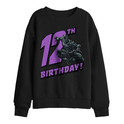 Black - Front - Black Panther Childrens-Kids 12th Birthday Sweatshirt