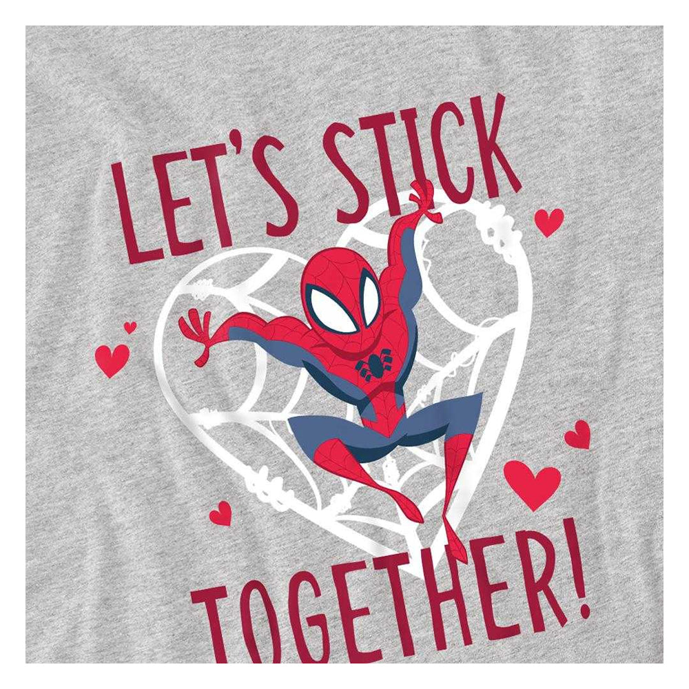 Athletic Heather - Side - Spider-Man Childrens-Kids Let´s Stick Together Valentine`s Day Sweatshirt