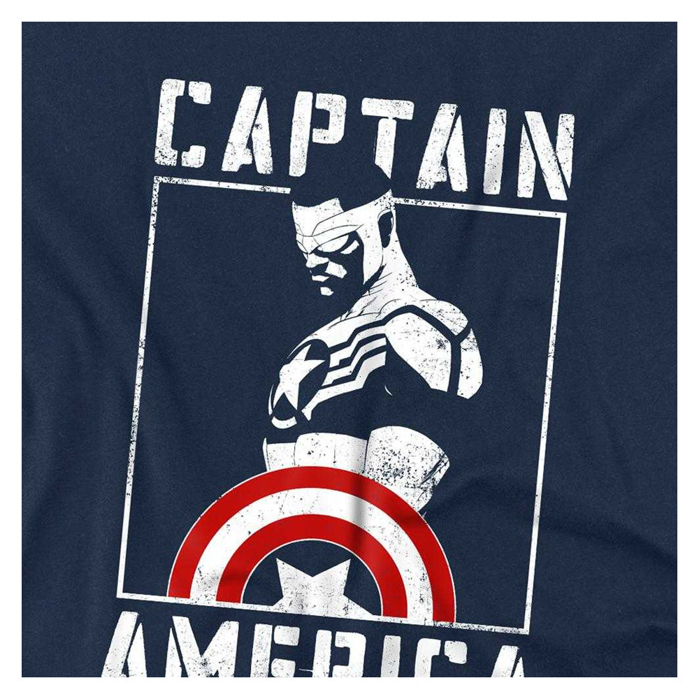 Navy - Side - Captain America Childrens-Kids Stencil Sweatshirt