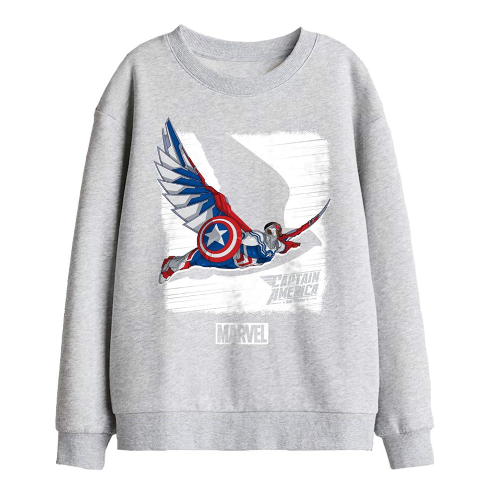 Athletic Heather - Front - Captain America Childrens-Kids Falcon Sweatshirt