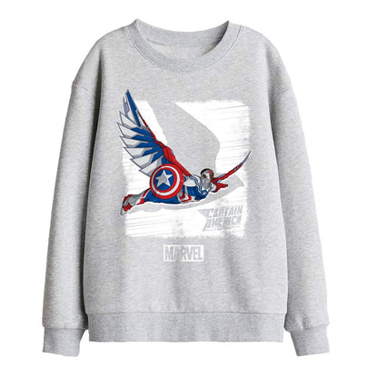 Athletic Heather - Front - Captain America Childrens-Kids Falcon Sweatshirt