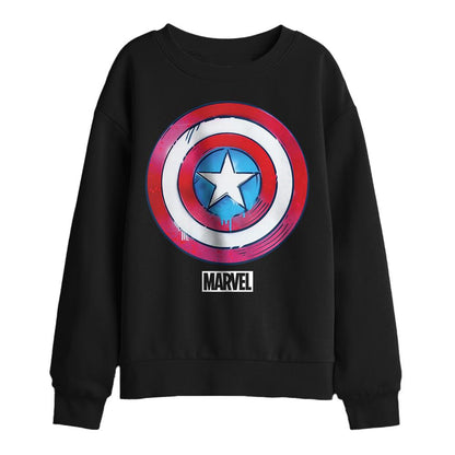 Black - Front - Captain America Childrens-Kids Drip Shield Sweatshirt